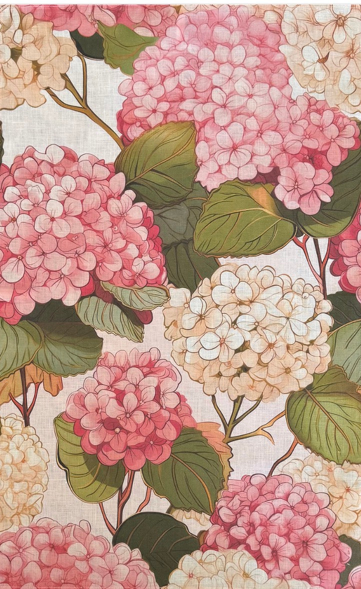Pink Hydrangeas | Pure Organic Linen Tea Towel