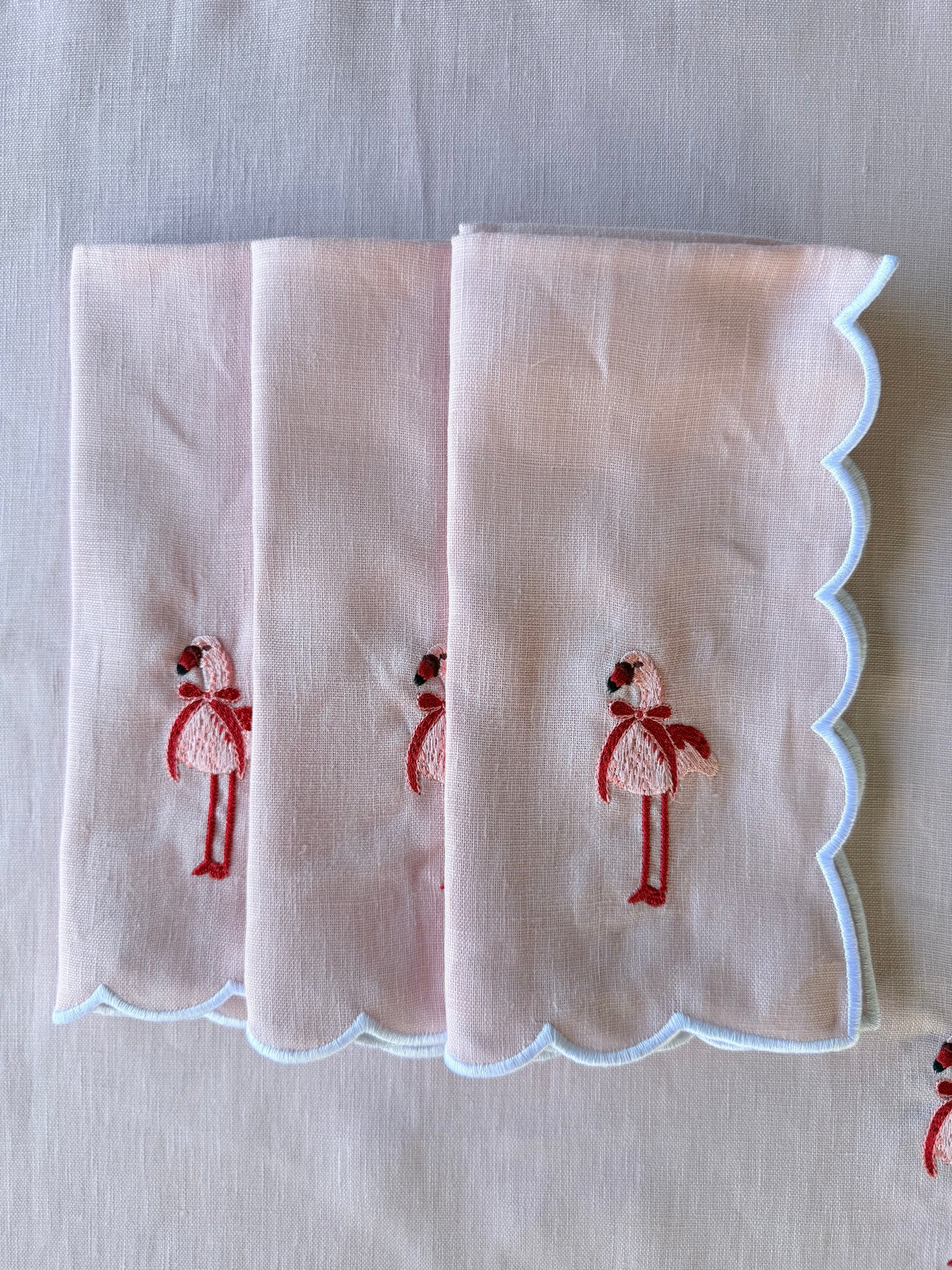 THE GIGI PINK & RED FLAMINGO LINEN NAPKINS - Set of 4