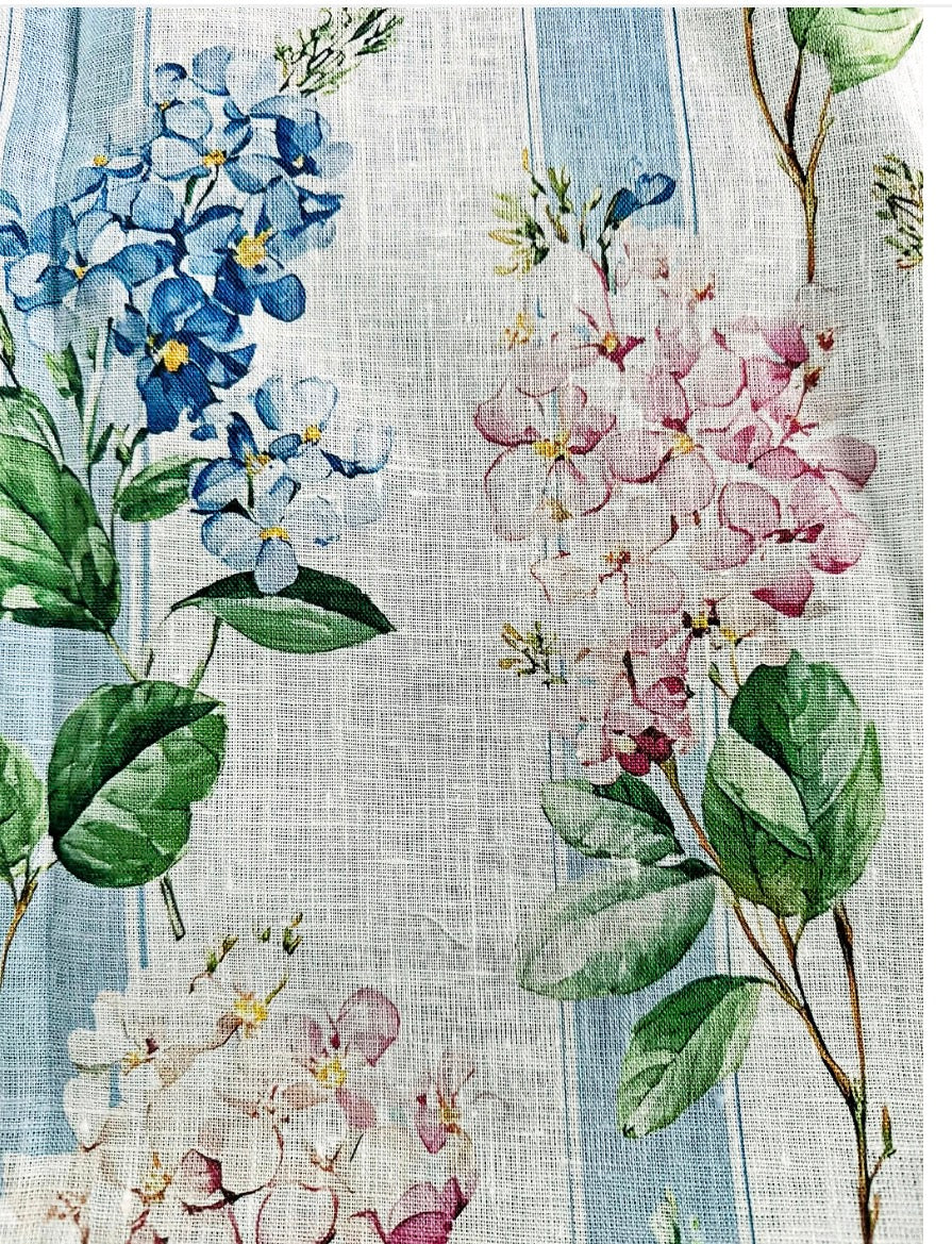 Blue & Pink Lilacs | Pure Organic Linen Tea Towel