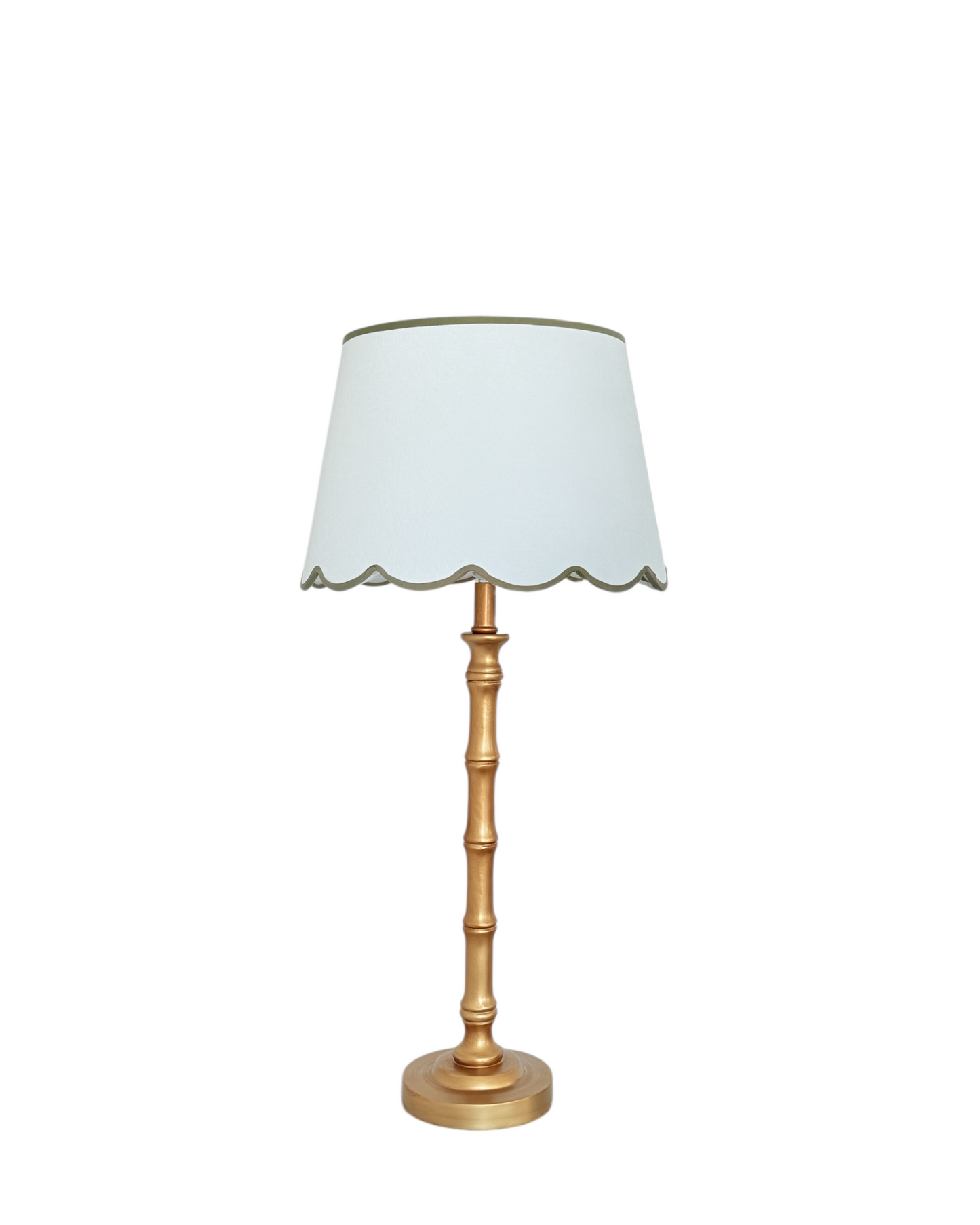 ** Back in stock ** THE BRUNSWICK SCALLOPED LAMP Green Trim - GOLD