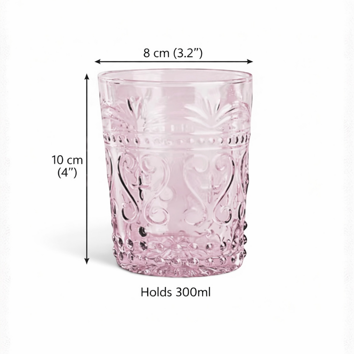 Maison Water Glass | Pressed Glass | Emerald Green or Pink