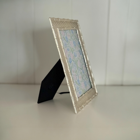 Pearl Silver Bamboo Weave Photo Frame | 4×6” | Maison Fleur Chloé
