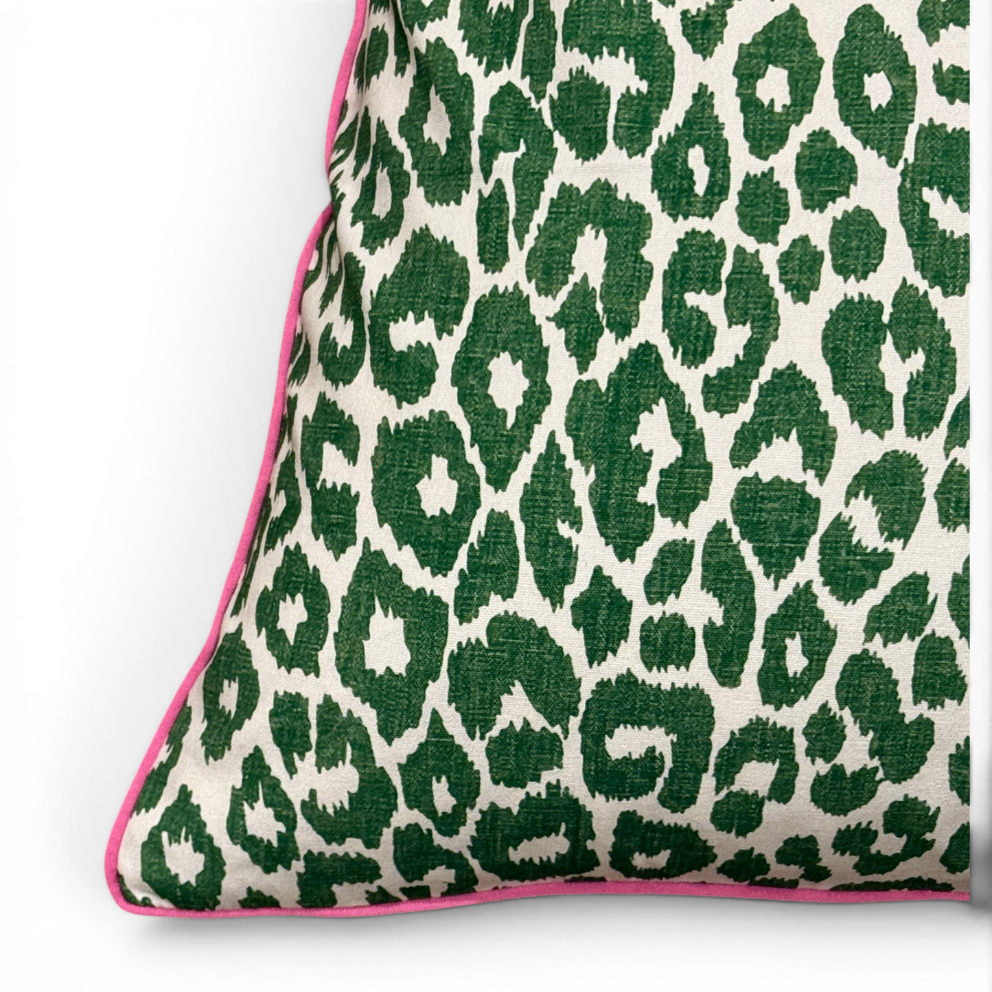 Charlotte Garden Leopard Cushion Cover – Green & Pink