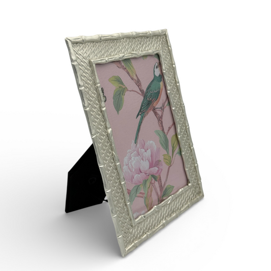 Pearl Silver Bamboo Weave Frame — 4×6”