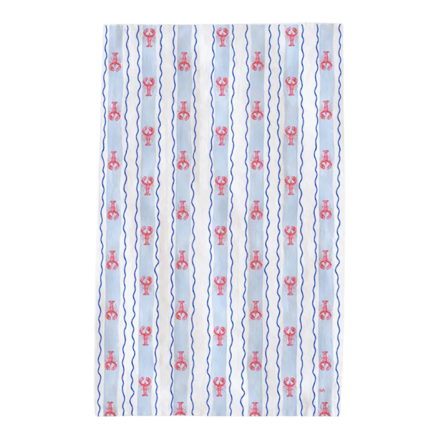 Lobster Striped Tea Towel - Coastal Summer Kitchen Tea Towel