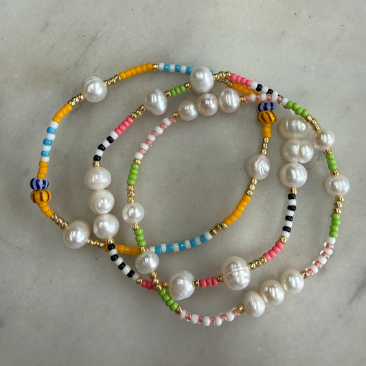 Maison Fleur Chloe Miyuki Pearl Beaded Bracelet Set