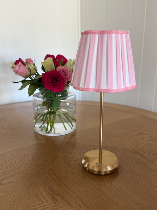 Scalloped Pink & White Stripe Lamp Shade