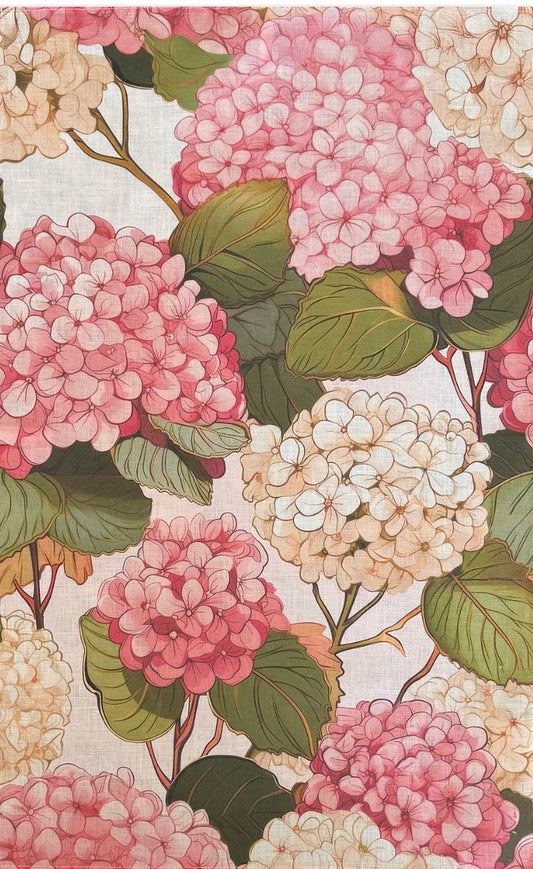 Pink Hydrangeas | Pure Organic Linen Tea Towel