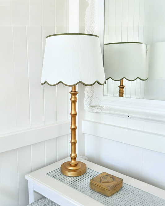 ** Back in stock ** THE BRUNSWICK SCALLOPED LAMP  Green Trim - GOLD