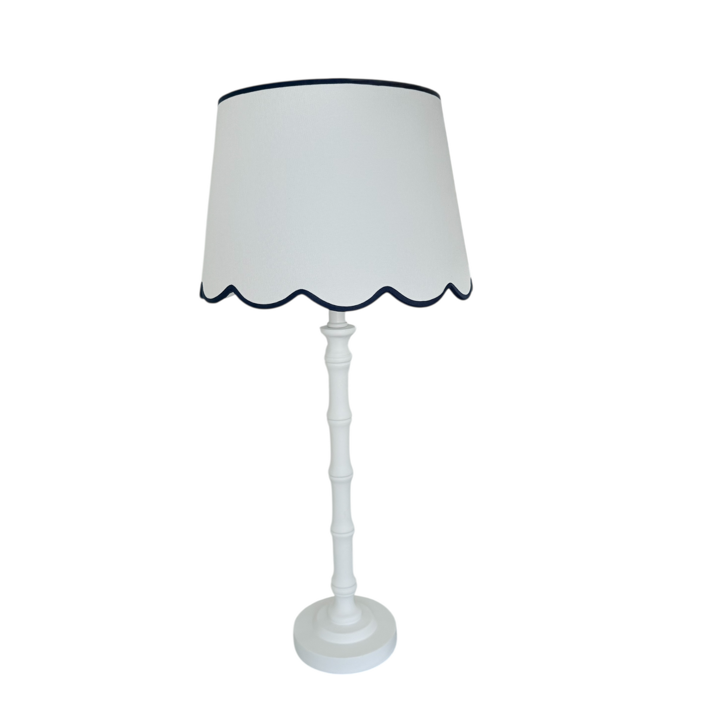 ** Back in stock ** THE BRUNSWICK SCALLOPED LAMP - NAVY TRIM