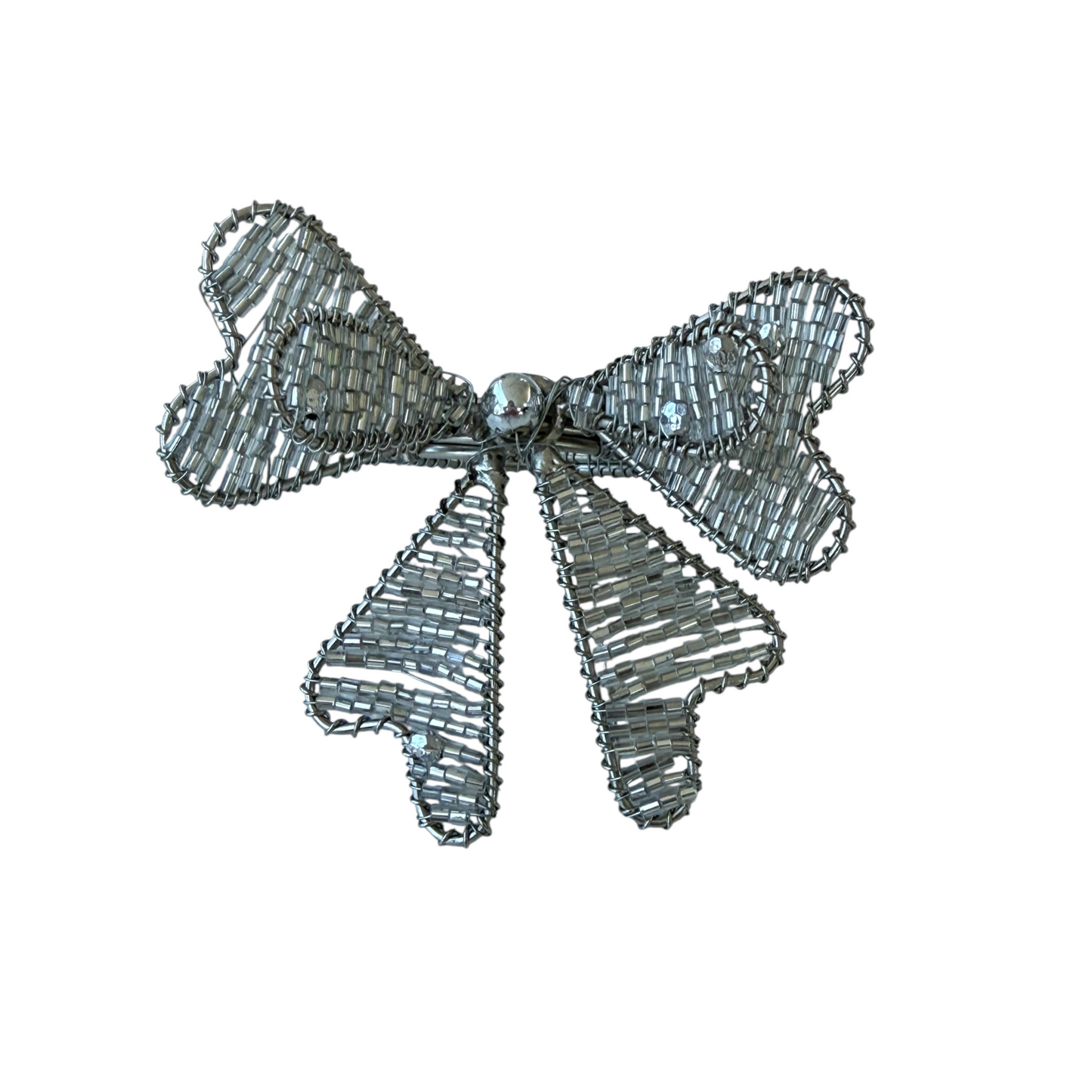 SILVER BEADED BOW NAPKIN RINGS– Set of 4