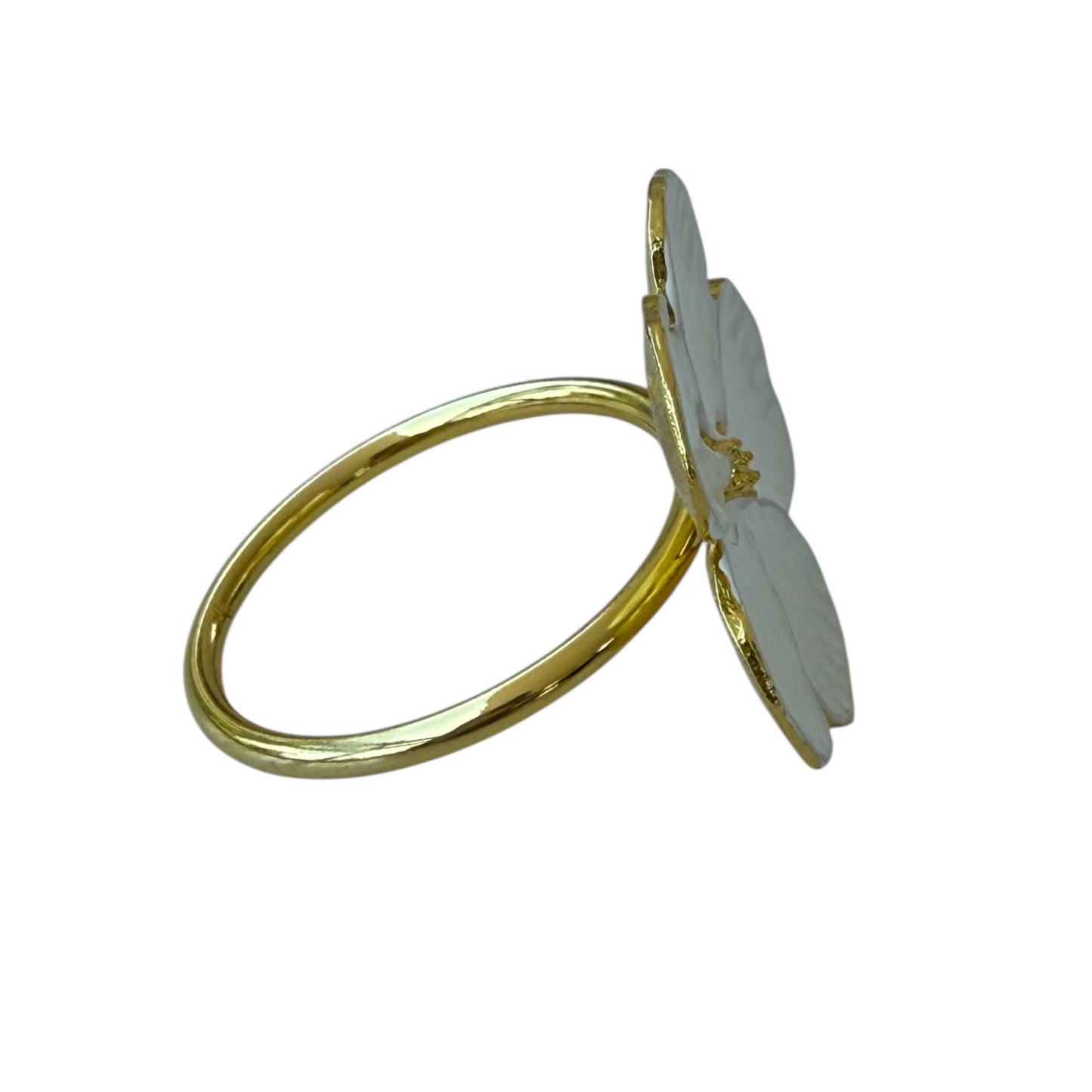 WHITE & GOLD HYDRANGEA NAPKIN RING - Set of 4