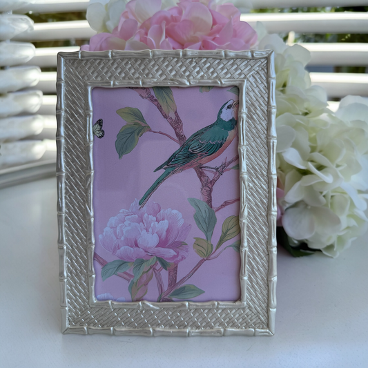 Pearl Silver Bamboo Weave Frame — 4×6”