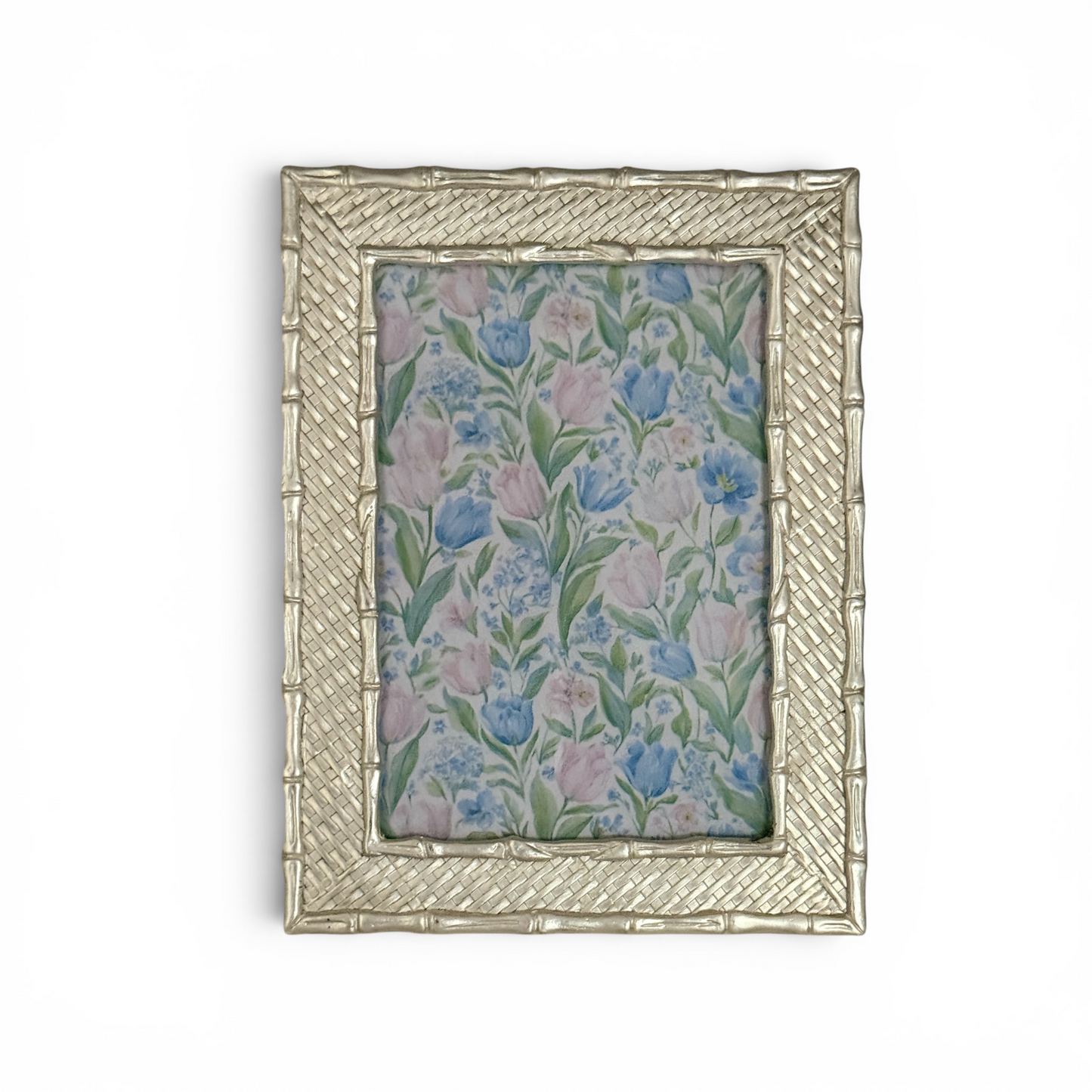 Pearl Silver Bamboo Weave Photo Frame | 4×6” | Maison Fleur Chloé