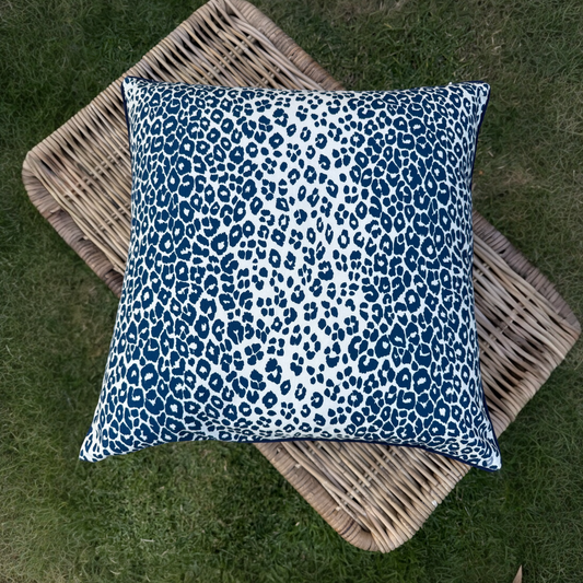 Navy Leopard Cushion Cover