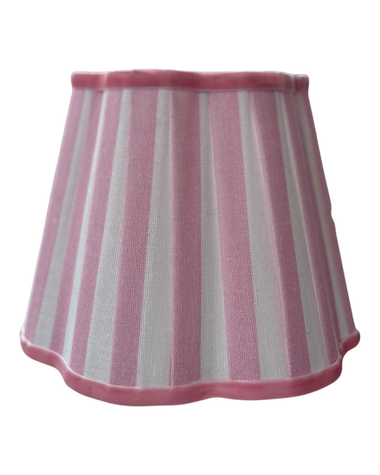 PINK STRIPE SCALLOP LAMP SHADE