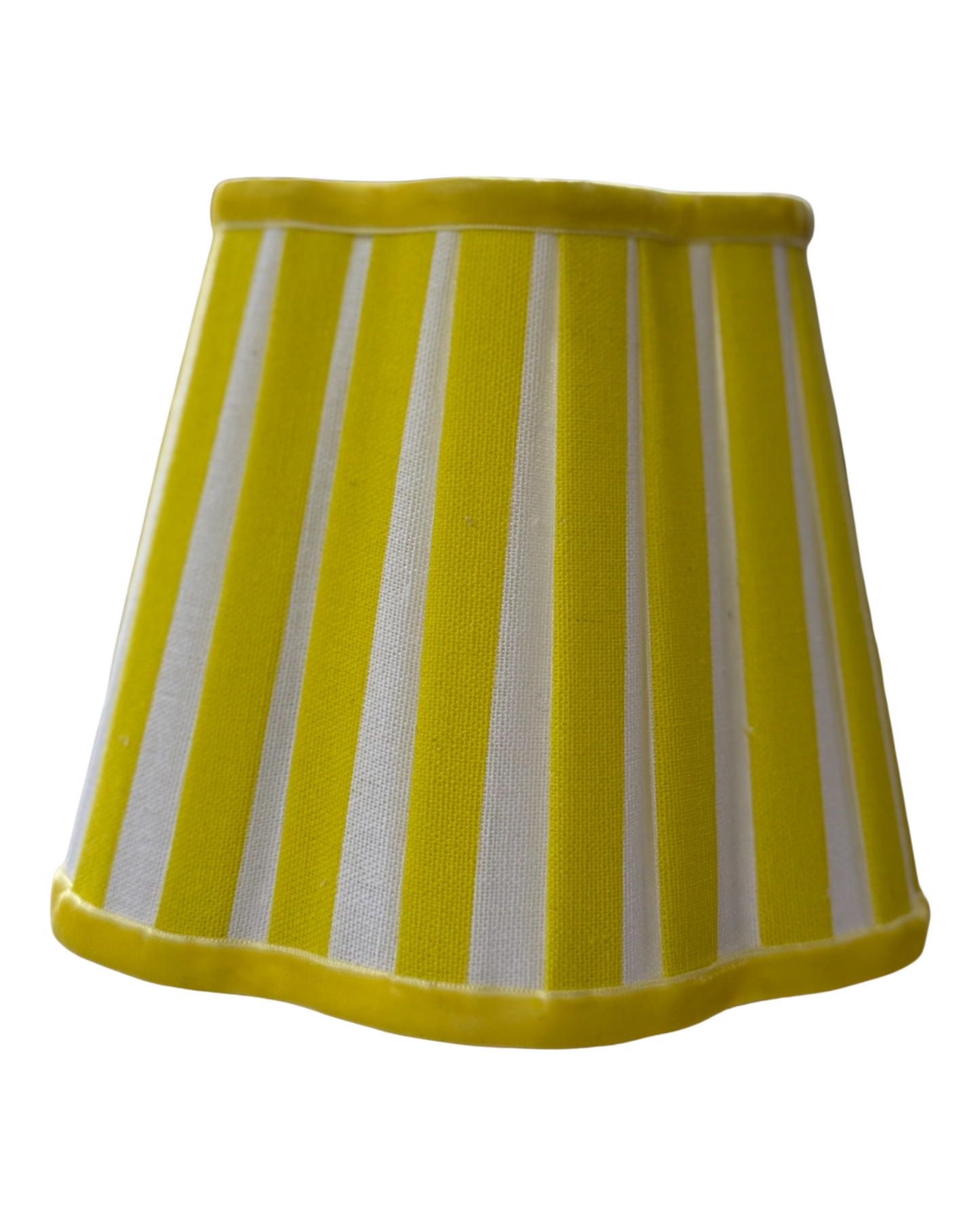 LEMON YELLOW STRIPE SCALLOPED LAMP SHADE  (50% Discount applied at checkout)