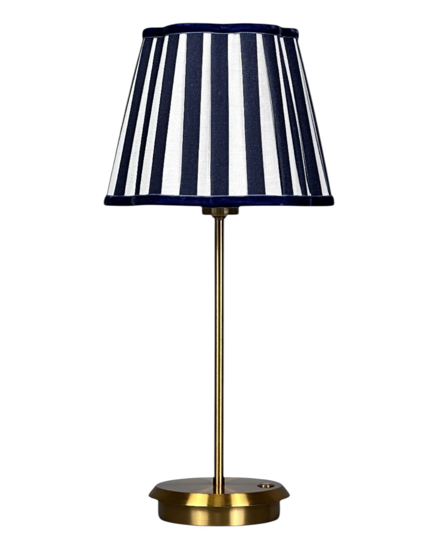 NAVY STRIPE SCALLOPED LAMP SHADE