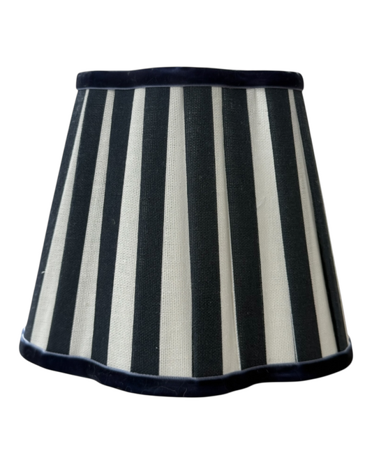 NAVY STRIPE SCALLOPED LAMP SHADE