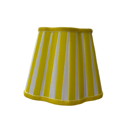 Lemon Yellow & White Stripe Scalloped Pleated Lamp Shade