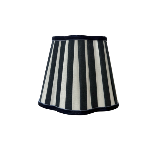 Navy & White Stripe Scalloped Pleated Lamp Shade