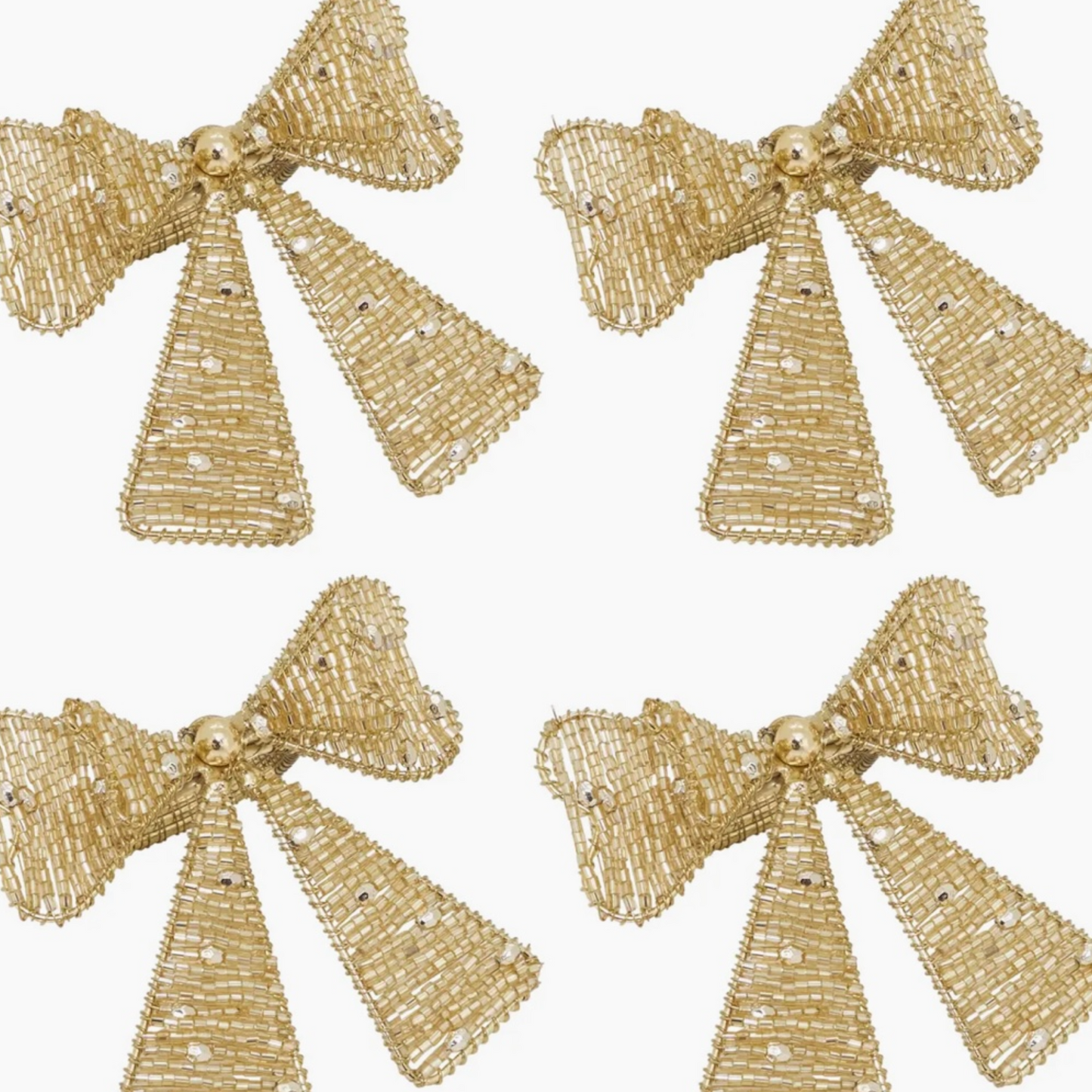 GOLD BEADED BOW NAPKIN RINGS– Set of 4