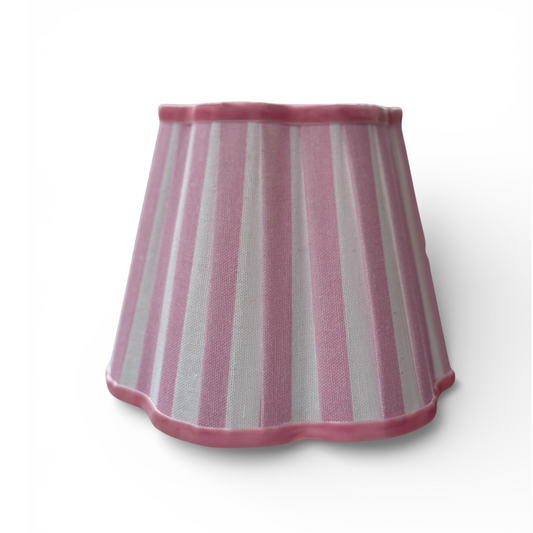 Scalloped Pink & White Stripe Lamp Shade