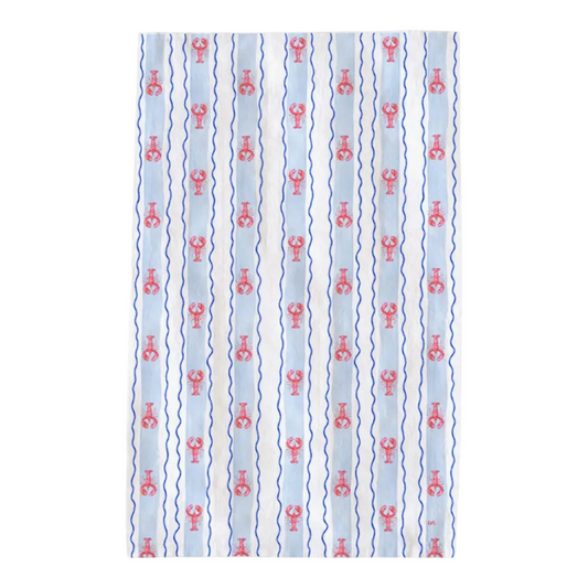Lobster Striped Tea Towel - Coastal Summer Kitchen Tea Towel