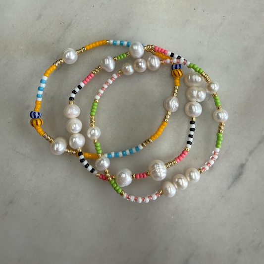 Maison Fleur Chloe Miyuki Pearl Beaded Bracelet Set