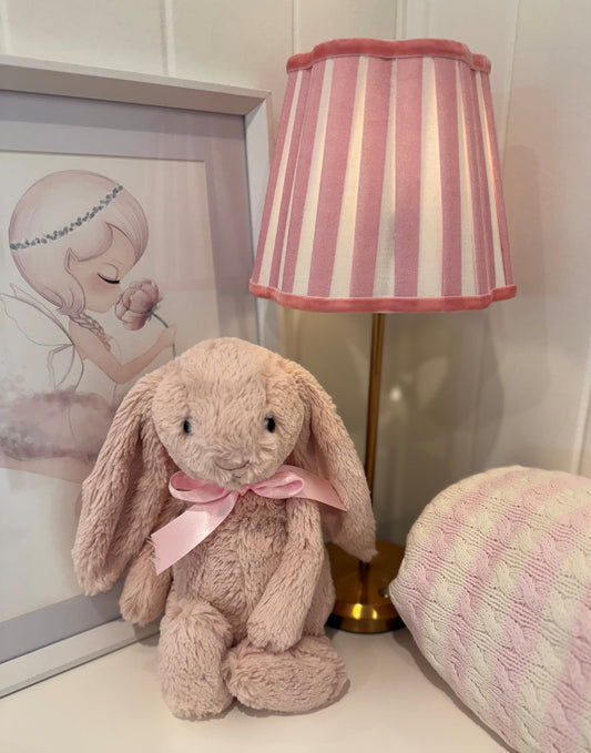 PINK STRIPE SCALLOP LAMP SHADE