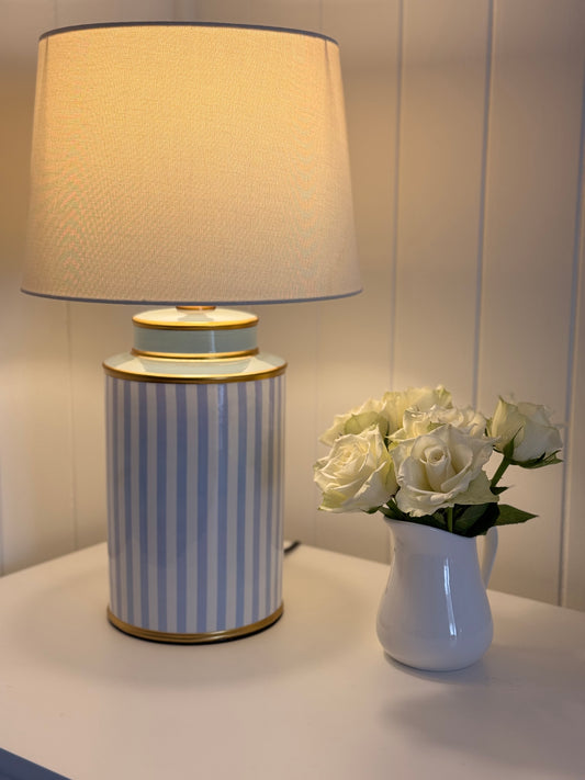 BLUE & WHITE STRIPE TABLE LAMP BASE